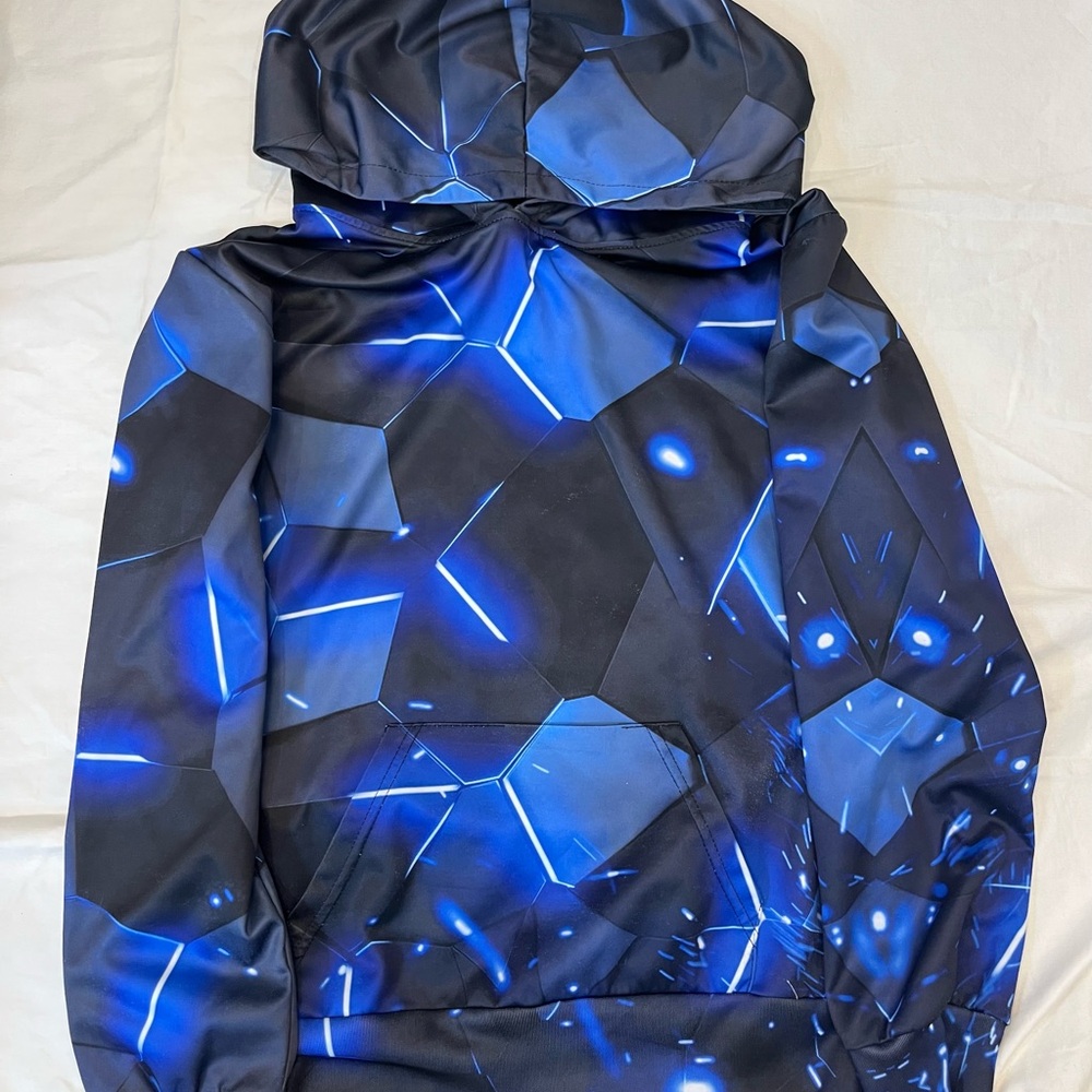 Blue Geometric Pattern Hoodie